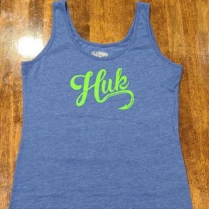 Huk Fishing Women's Blue and Green Tank Top